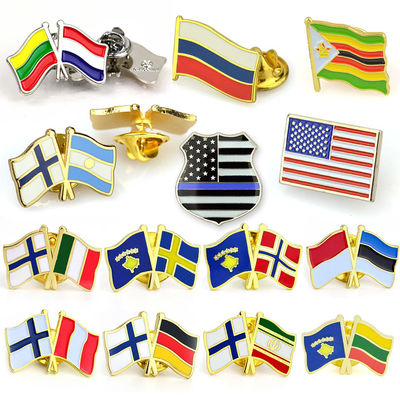 quality Badges de alfiler de metal de esmalte suave Bandera de país personalizada Badge de alfiler factory